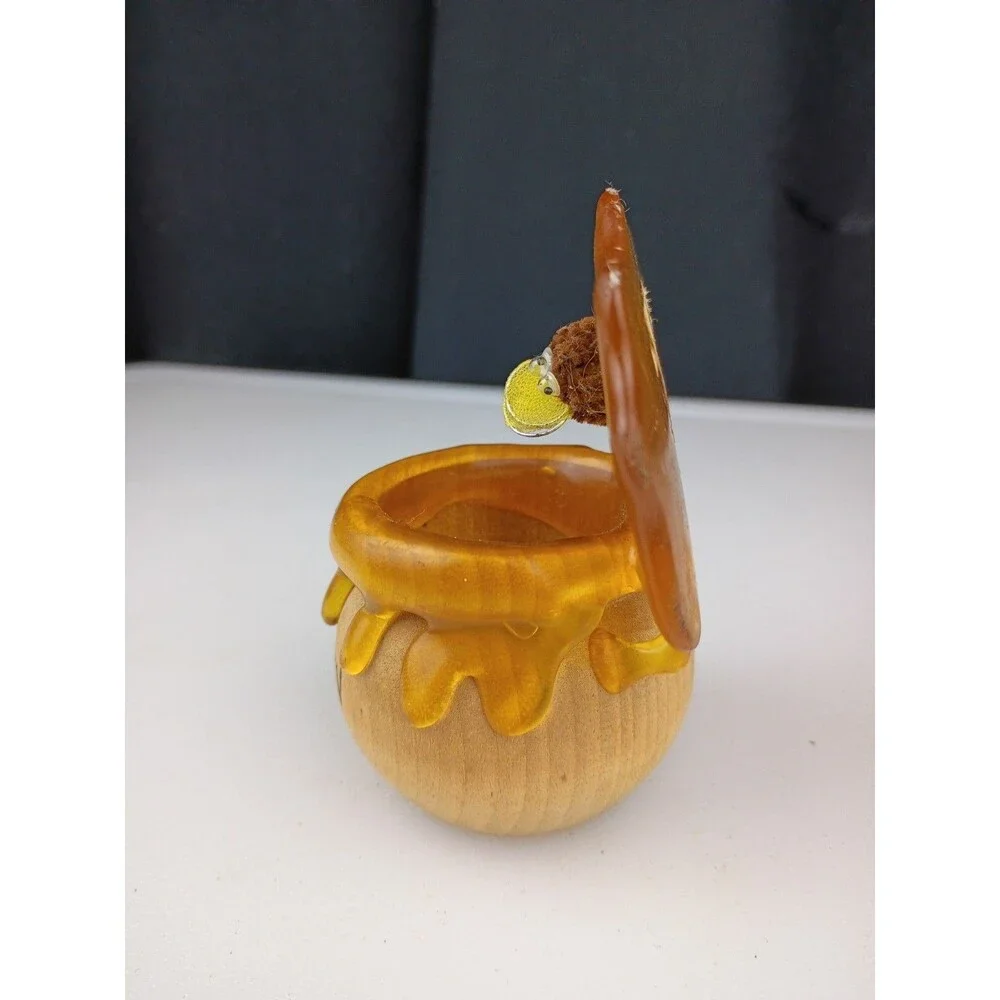 Vintage Wood  Honey Miel Honey Pot Pencil/Stick/Sewing Needles  Holder 🐝 Bee